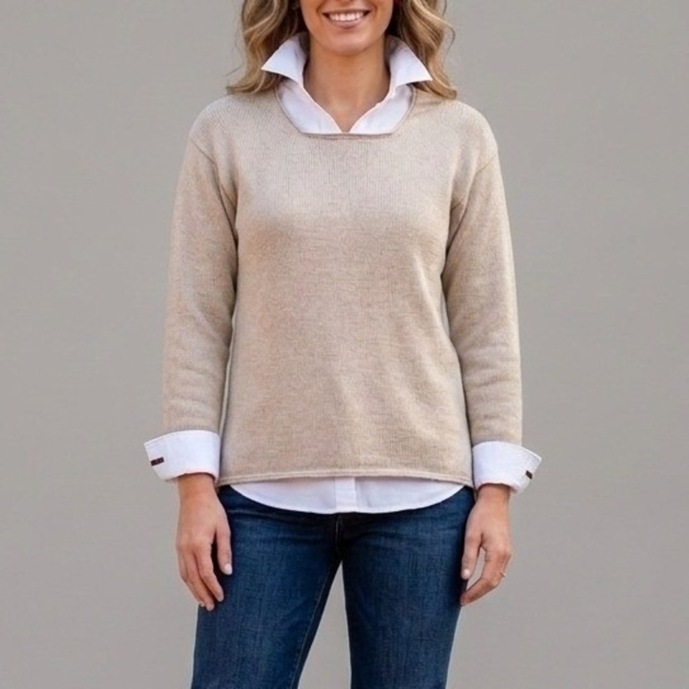 VTG Banana Republic Sweater Merino Women Heritage Boxy Square Neck Rolled Edge S